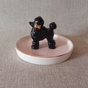 Clintons Retro Vintage Black Poodle Figurine Ceramic Trinket Dish